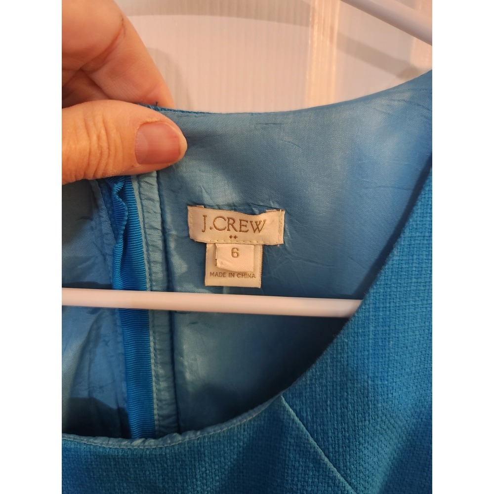 J Crew Blue Dress 6 Textured cotton linen. - Picture 4 of 7